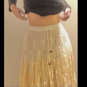 boho macrame esque adjustable off-white skirt